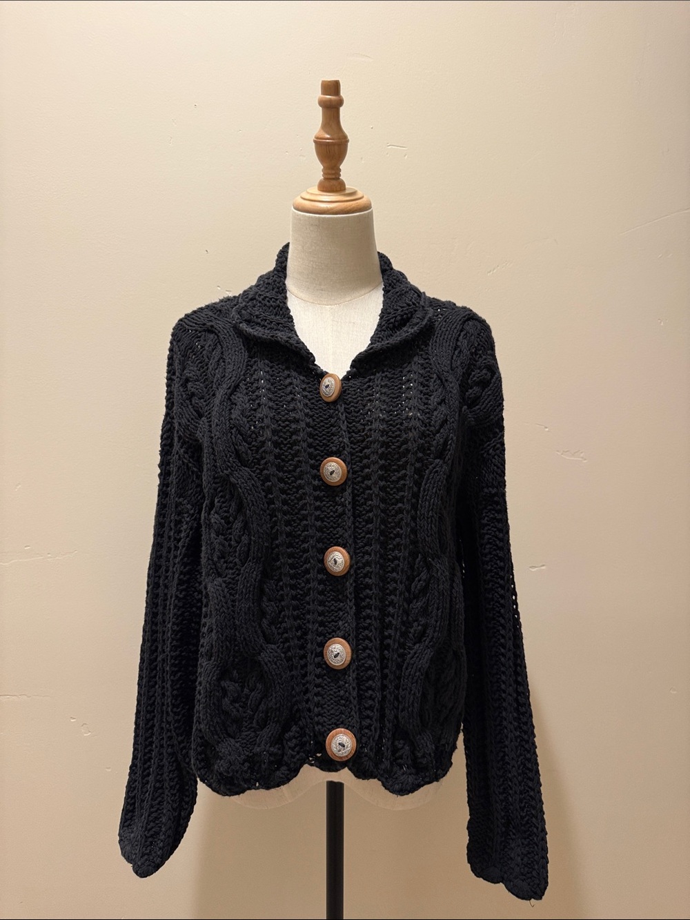 Vintage Rico black knit cardigan sweater